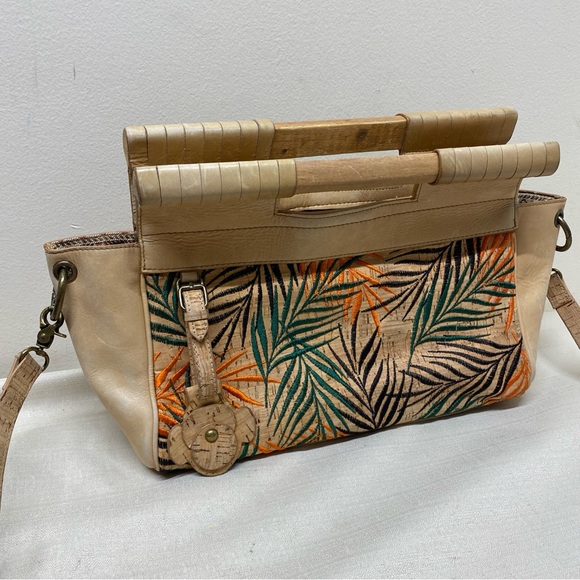 Naughty Monkey Tropical Patterned Leather Tan and Green Women's Bag - Picture 6 of 16